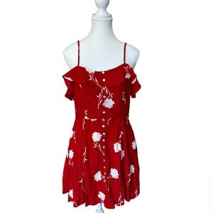 Red and white floral sundress
